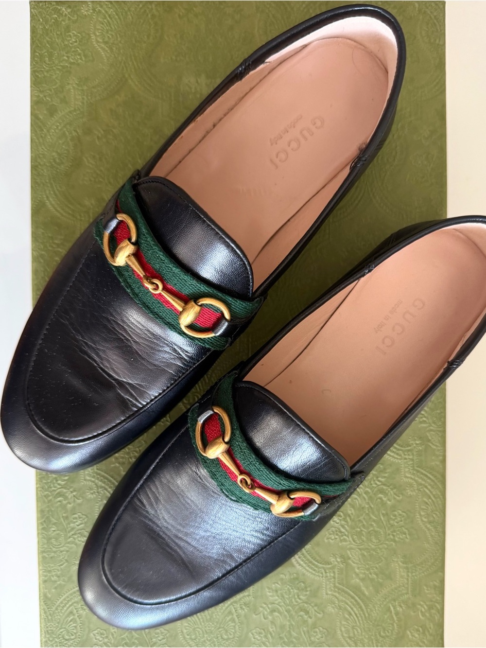 Gucci Black Leather Horsebit Web Stripe Loafers EU 35 - Picture 2 of 8